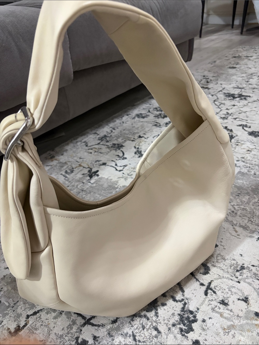 Aimee Kestenberg Cream Slouchy Hobo Shoulder Bag leather 100%